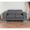 71 Gray And Silver Genuine Leather Loveseat