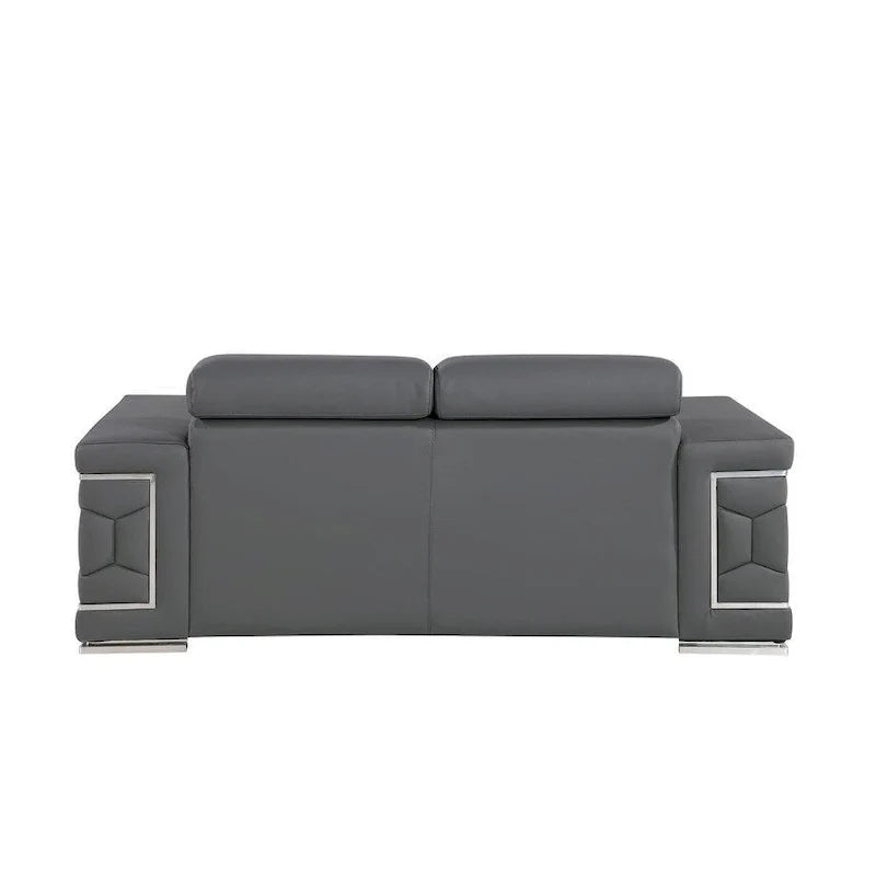 71 Gray And Silver Genuine Leather Loveseat