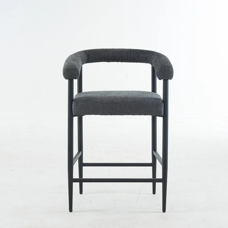 Modern Boucle Bar Stools Set of 2,Counter Height with Metal Frame & Armrests for Kitchen Island, Dining Room