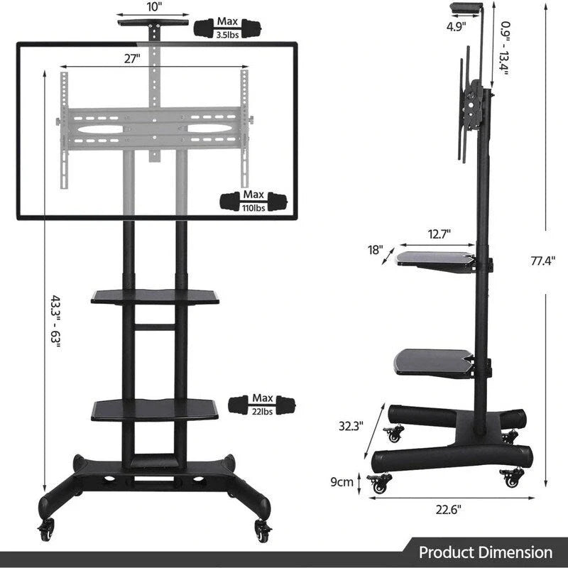 Mobile TV Stand with Wheels
