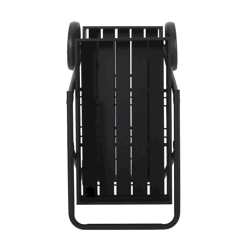 Modern Industrial Bar Cart with Iron Frame, Wheelbarrow-Inspired Design, Wine Bottle Holders and Mobile Rolling Wheels