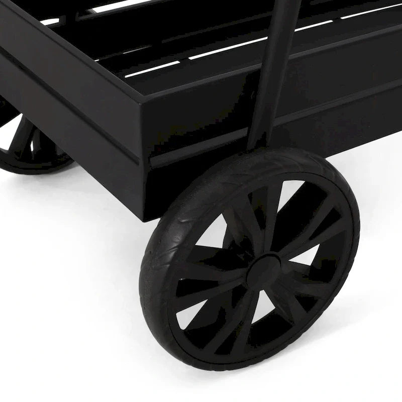 Modern Industrial Bar Cart with Iron Frame, Wheelbarrow-Inspired Design, Wine Bottle Holders and Mobile Rolling Wheels