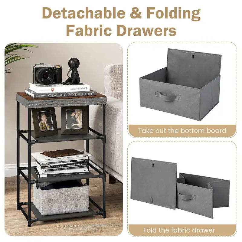 2PCS 3 Drawers Dresser Fabric Storage Tower Organizer Unit Tall