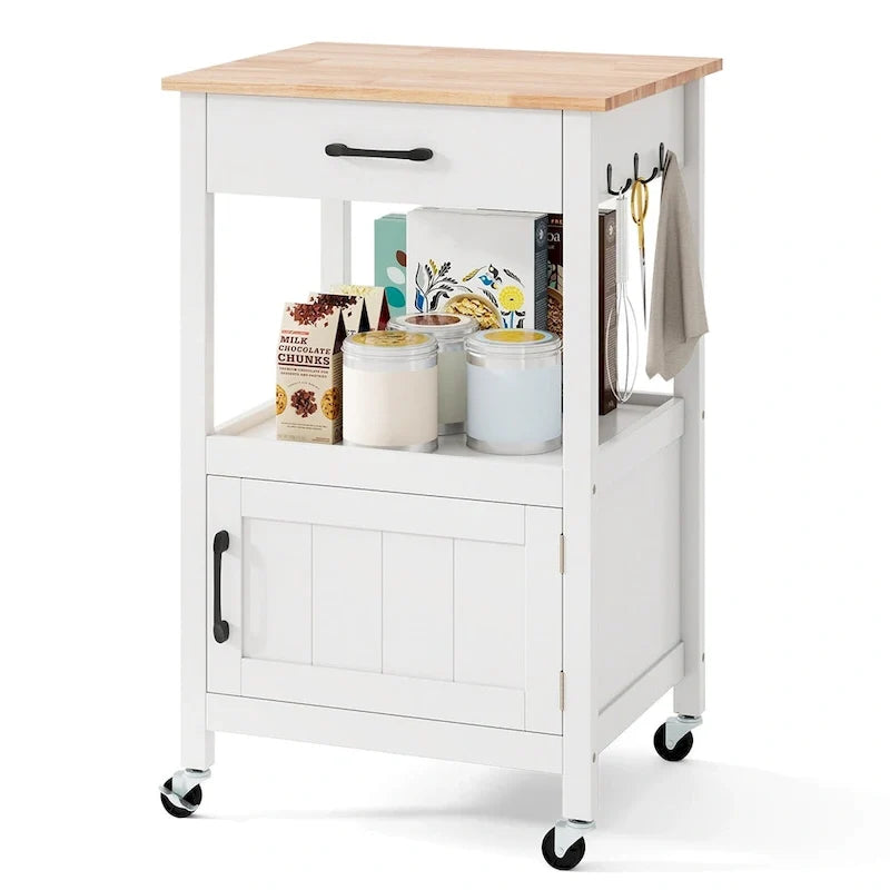 Small Kitchen Island on Wheels Mobile Trolley Cart Barn Door