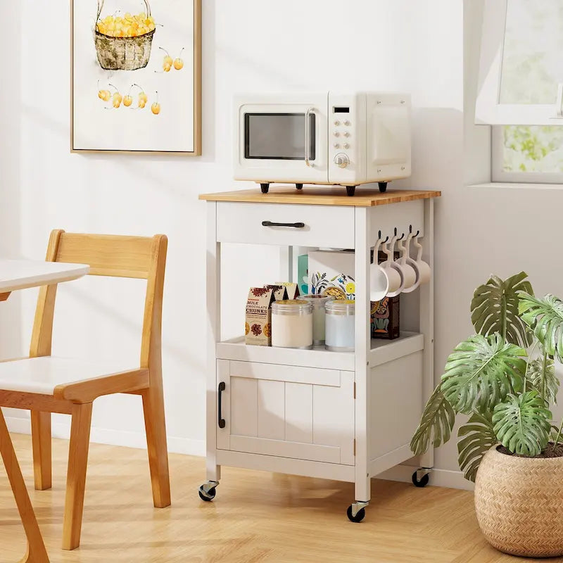 Small Kitchen Island on Wheels Mobile Trolley Cart Barn Door