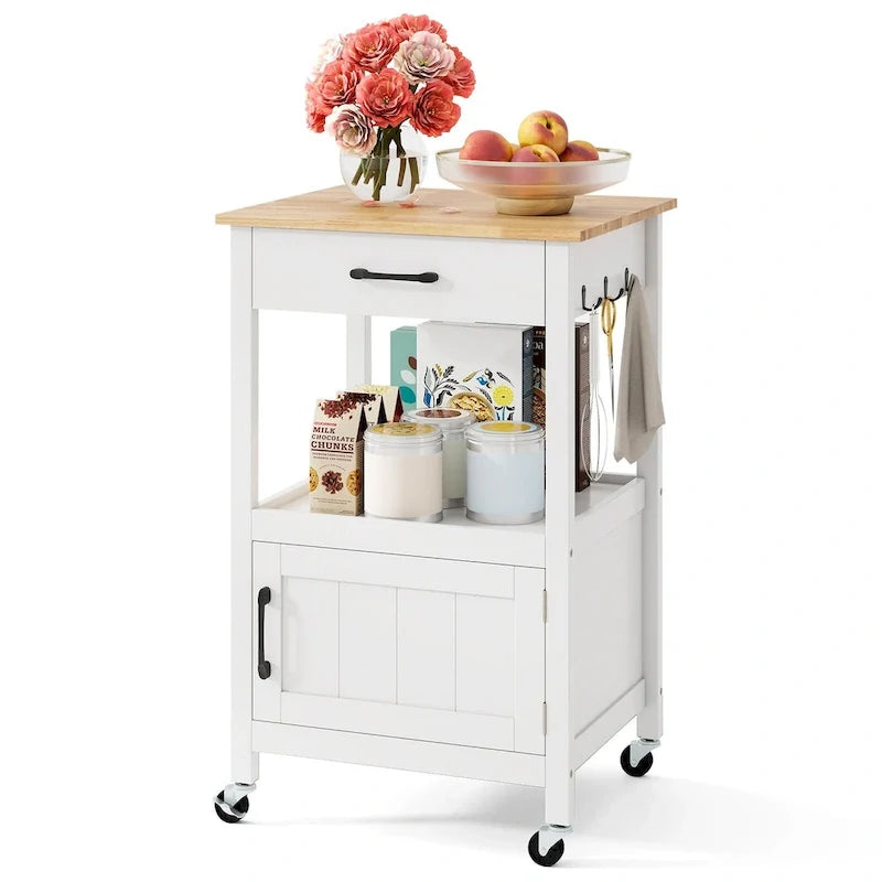 Small Kitchen Island on Wheels Mobile Trolley Cart Barn Door