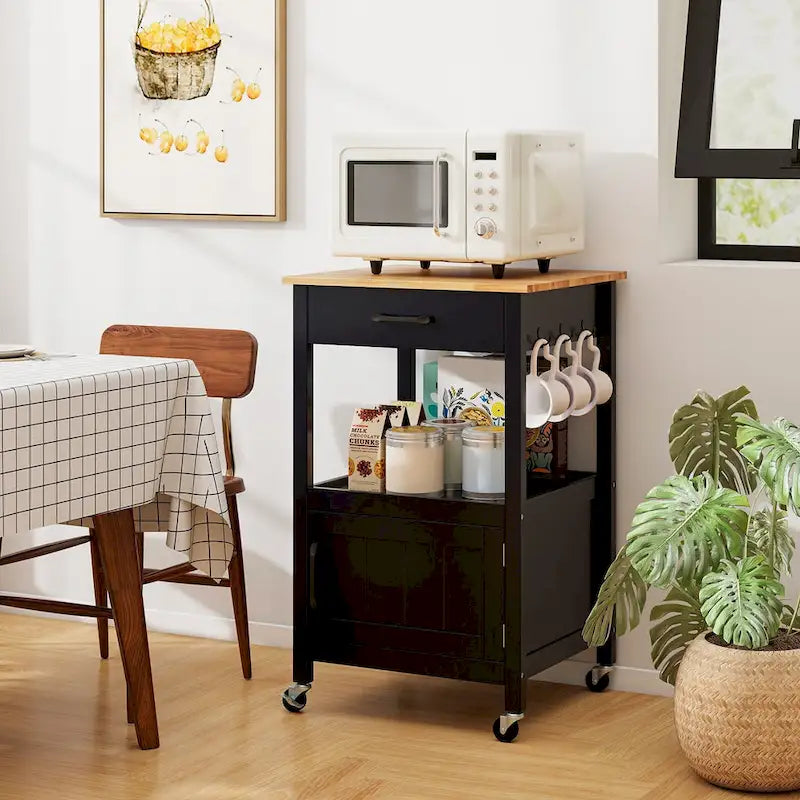 Small Kitchen Island on Wheels Mobile Trolley Cart Barn Door