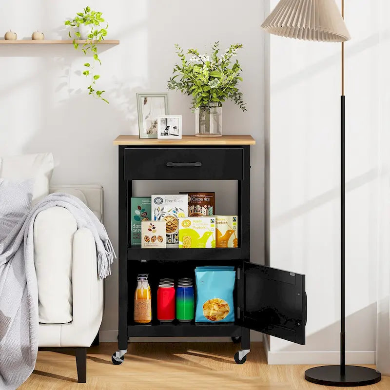 Small Kitchen Island on Wheels Mobile Trolley Cart Barn Door