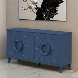 58.9 MDF Console Table With 4-Door And Round Ring Handles & 5-Leg Base