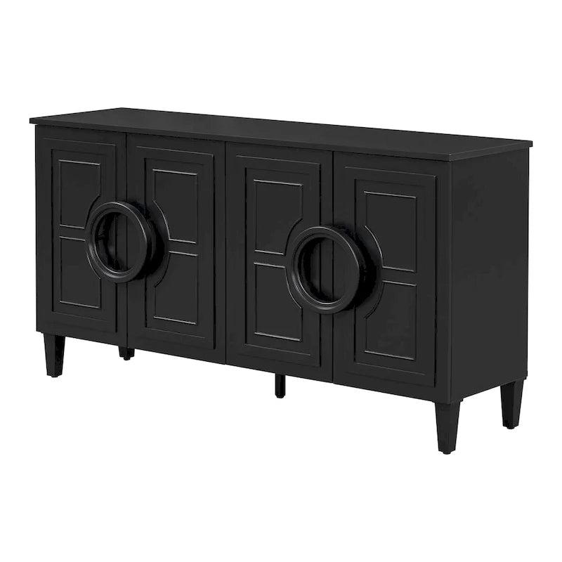58.9 MDF Console Table With 4-Door And Round Ring Handles & 5-Leg Base