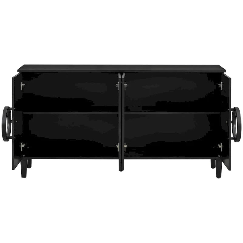 58.9 MDF Console Table With 4-Door And Round Ring Handles & 5-Leg Base