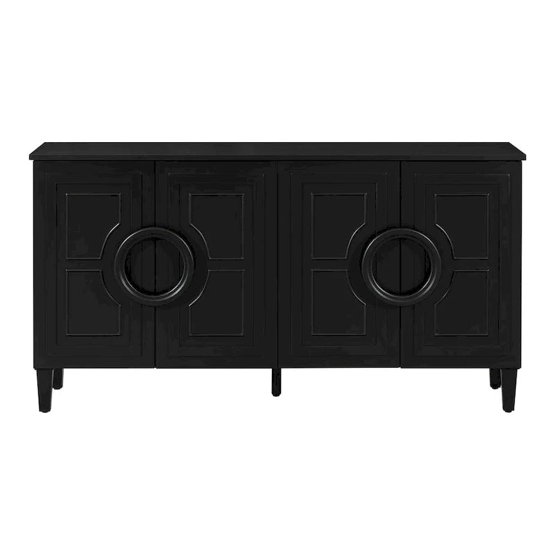 58.9 MDF Console Table With 4-Door And Round Ring Handles & 5-Leg Base