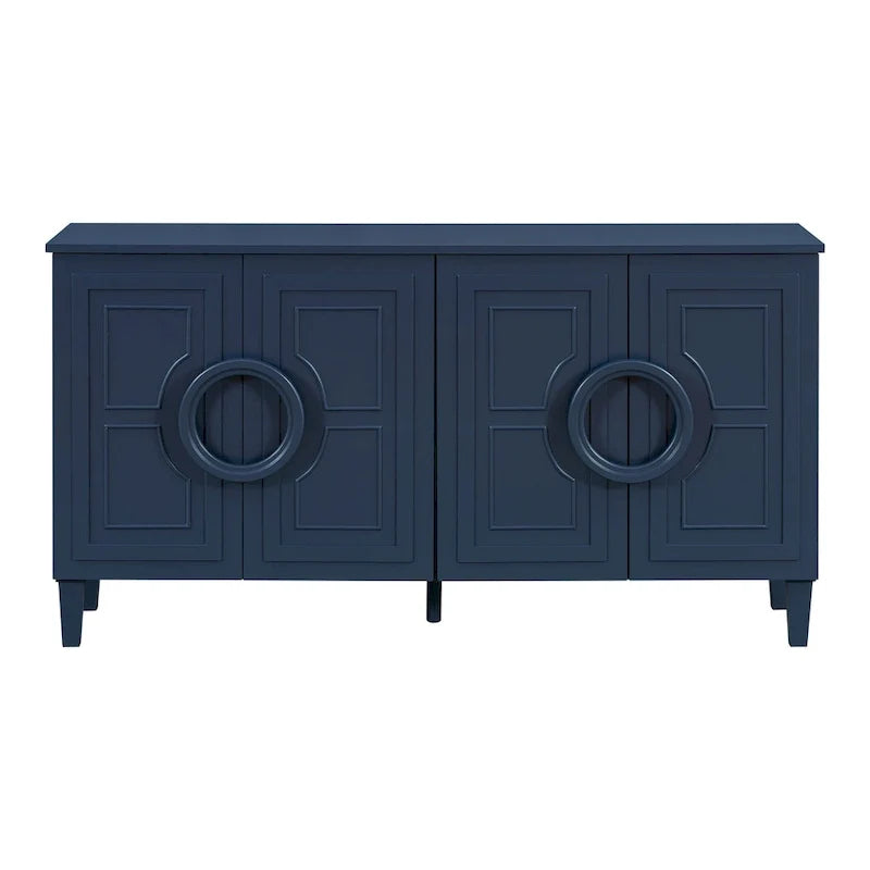 58.9 MDF Console Table With 4-Door And Round Ring Handles & 5-Leg Base