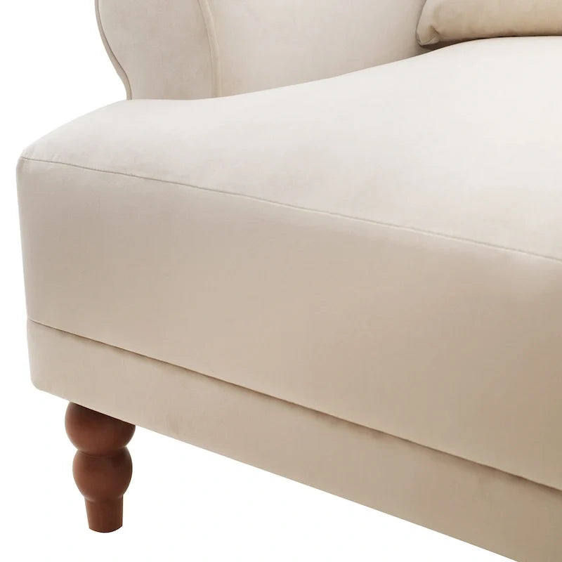 Modern 37.8 Velvet Accent chair with Ergonomic Lumbar Support and Vintage Roman Column Legs
