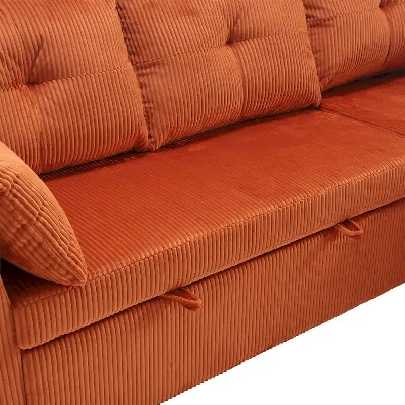 81.1 L-kształtna sofa z tkaniny: odwracalny szezlong, schowek, rama z litego drewna i siedzisko z pianki