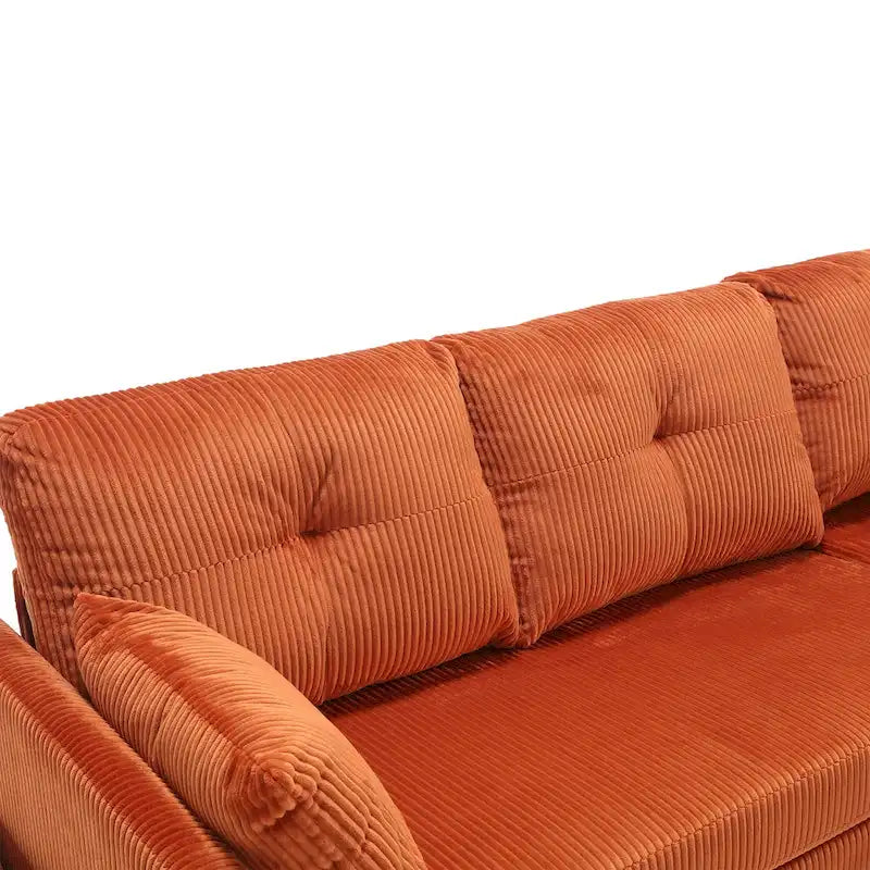 81.1 L-kształtna sofa z tkaniny: odwracalny szezlong, schowek, rama z litego drewna i siedzisko z pianki