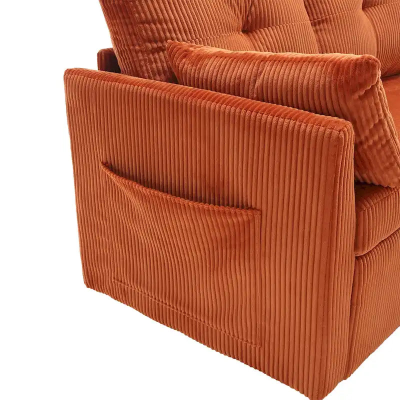 81.1 L-kształtna sofa z tkaniny: odwracalny szezlong, schowek, rama z litego drewna i siedzisko z pianki
