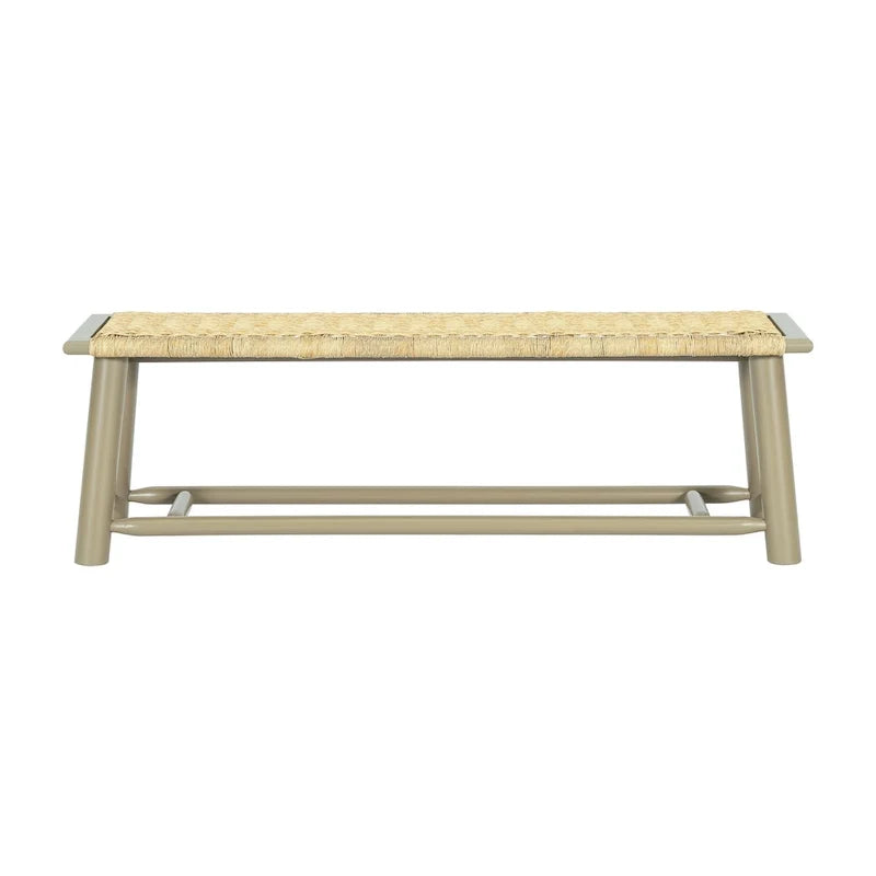 Panca in legno massello e rattan in stile rustico moderno - panca da interno e da esterno coperto da 59 pollici, dal design multifunzionale