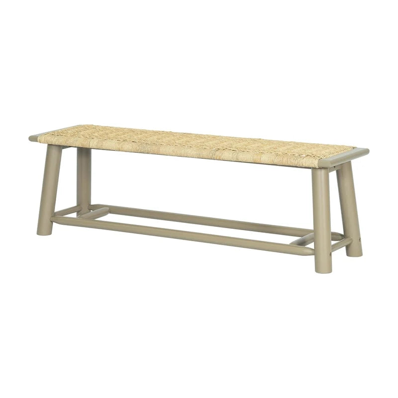 Panca in legno massello e rattan in stile rustico moderno - panca da interno e da esterno coperto da 59 pollici, dal design multifunzionale