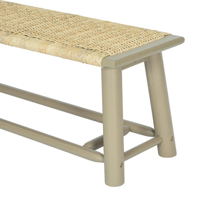 Panca in legno massello e rattan in stile rustico moderno - panca da interno e da esterno coperto da 59 pollici, dal design multifunzionale