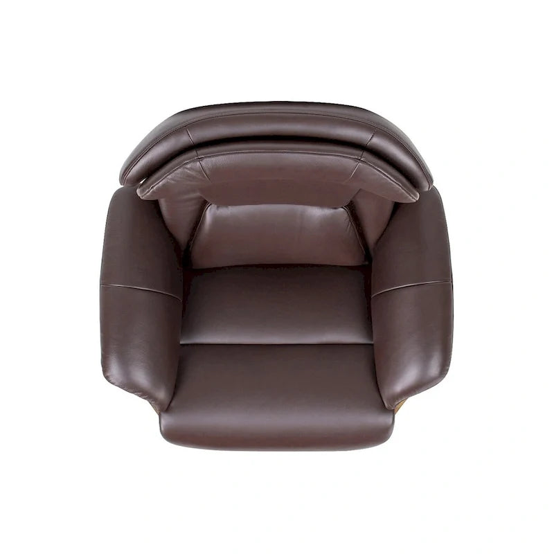 31.5 Curved Wood Genuine Leather Recliner Lounge Chair