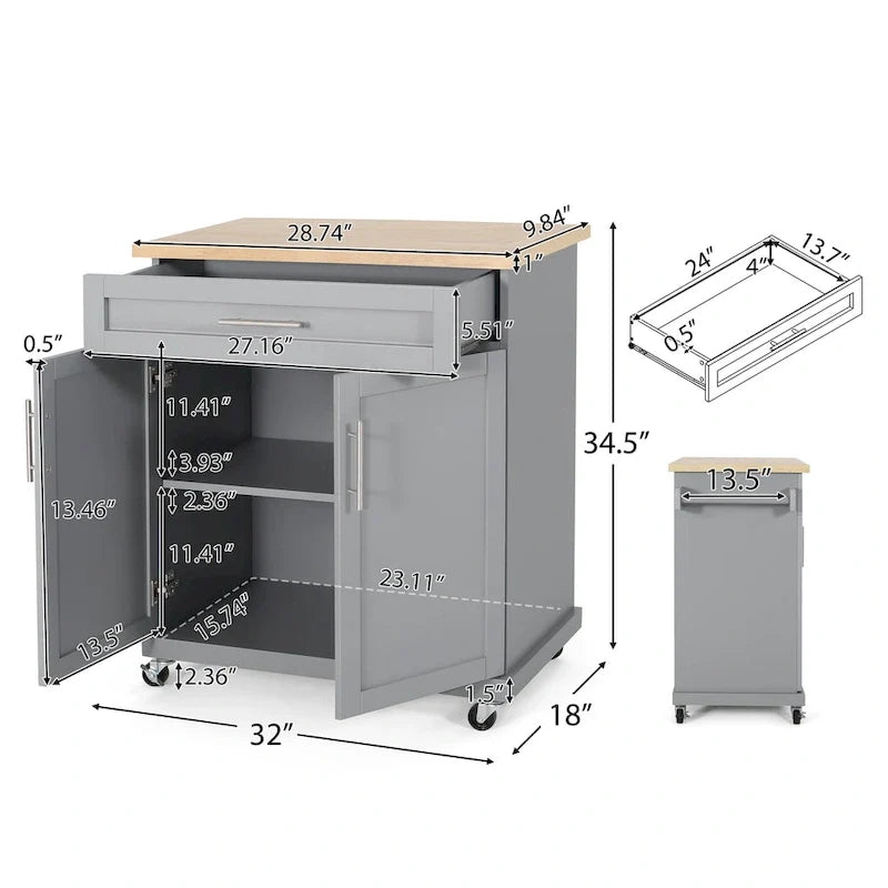 Indoor Kitchen Cart with Wheels