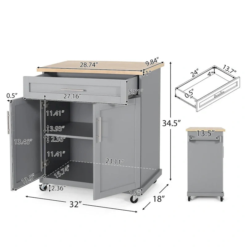 Indoor Kitchen Cart with Wheels