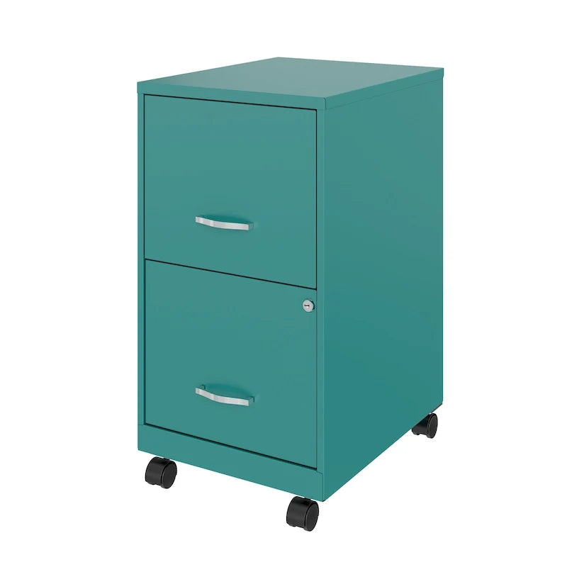 18 2 Drawer Mobile Smart Vertical File Cabinet, Teal