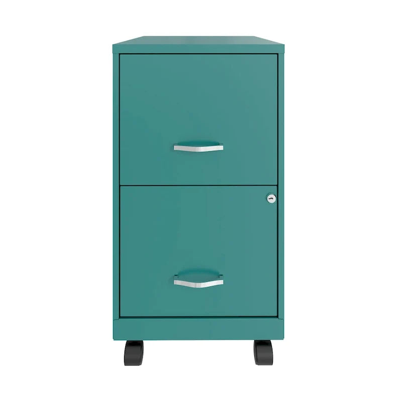18 2 Drawer Mobile Smart Vertical File Cabinet, Teal