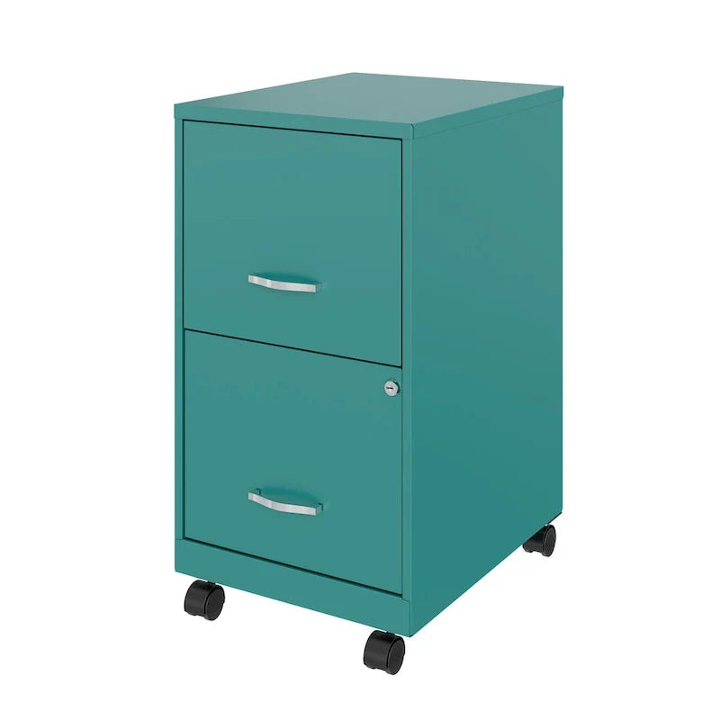 18 2 Drawer Mobile Smart Vertical File Cabinet, Teal