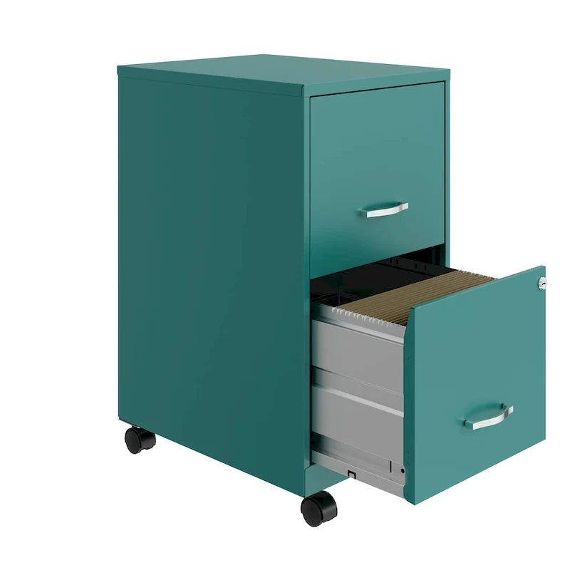 18 2 Drawer Mobile Smart Vertical File Cabinet, Teal