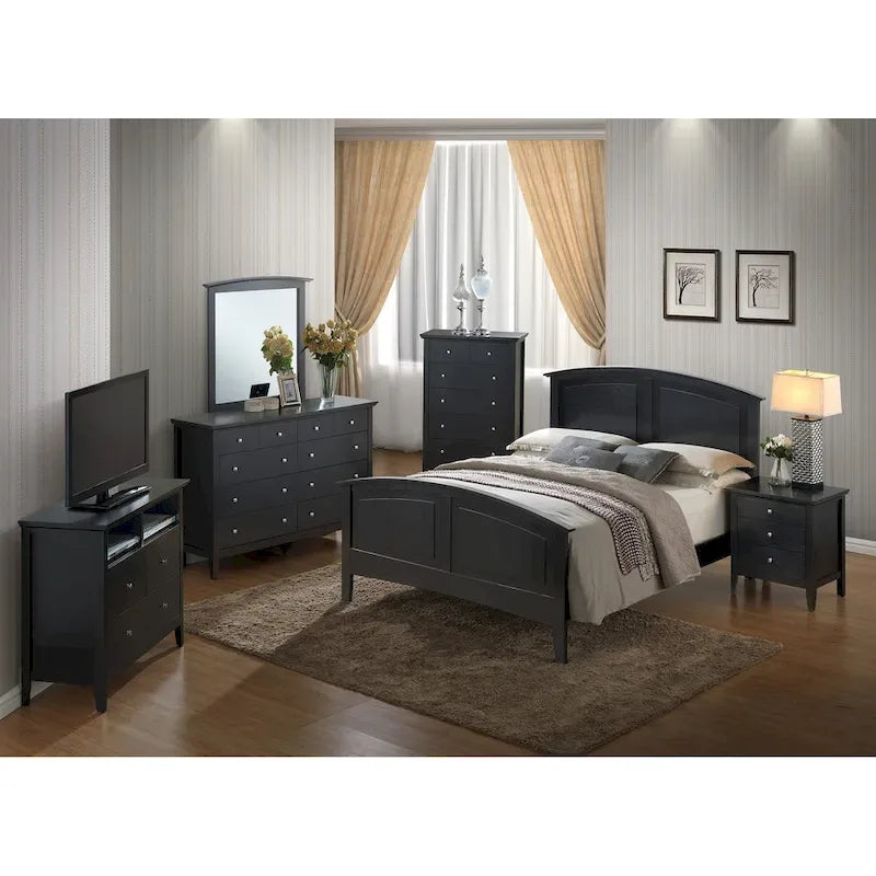 Queen Panel Bed with Curved Top Rail