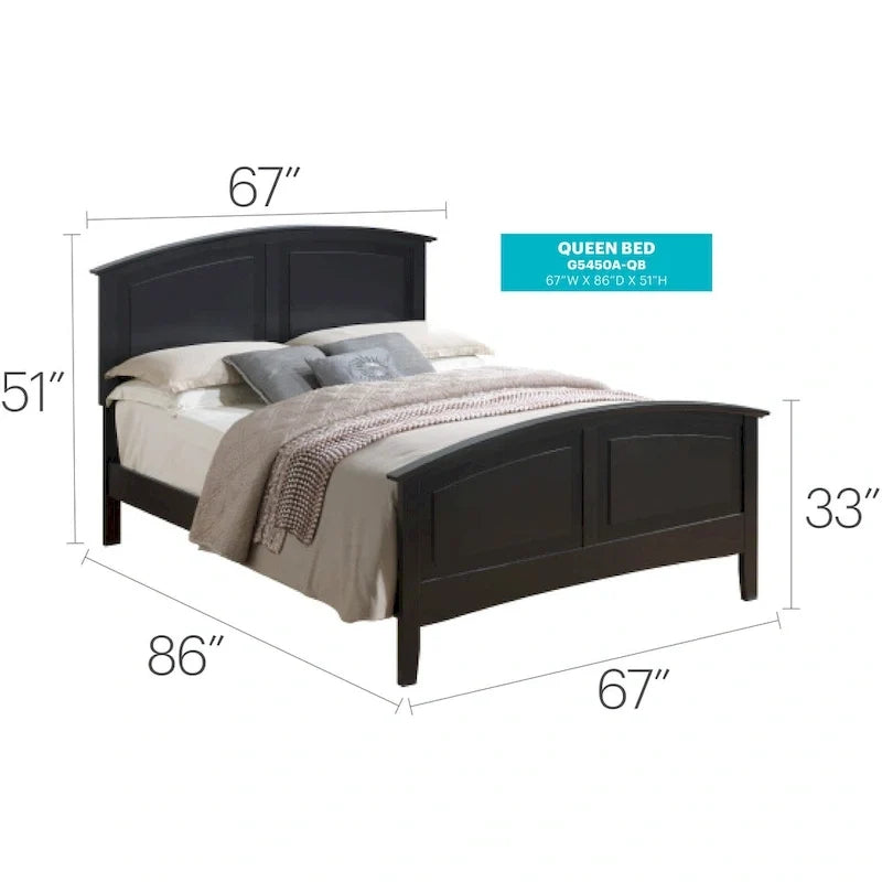 Queen Panel Bed with Curved Top Rail
