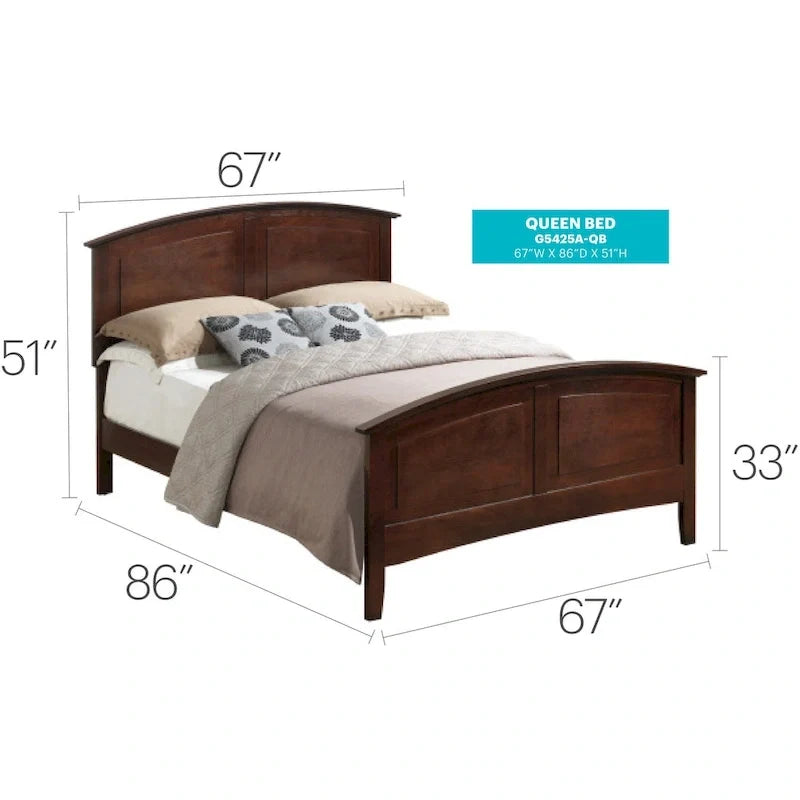 Queen Panel Bed with Curved Top Rail