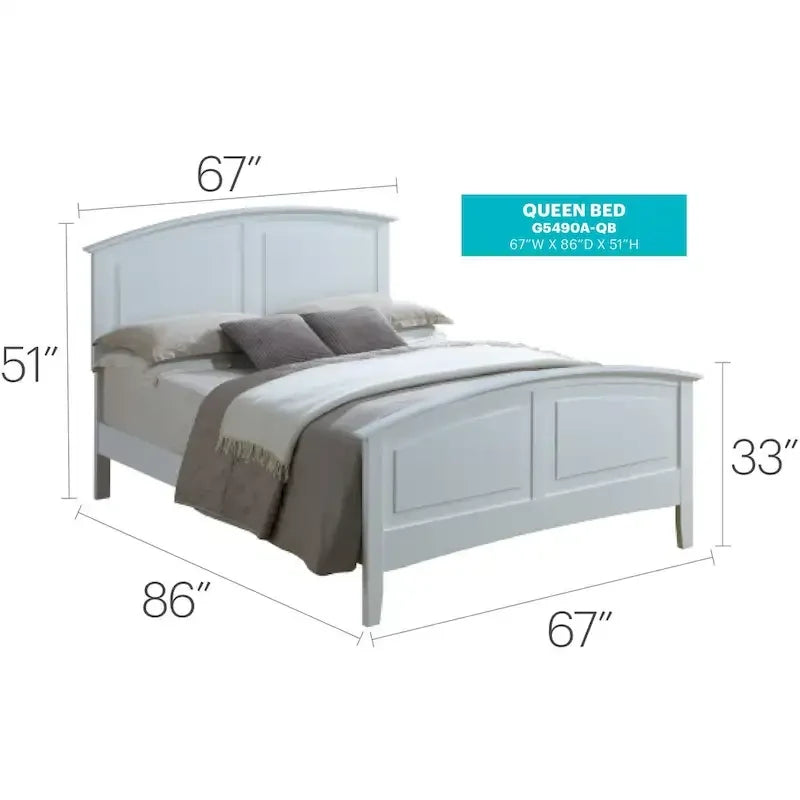 Queen Panel Bed with Curved Top Rail