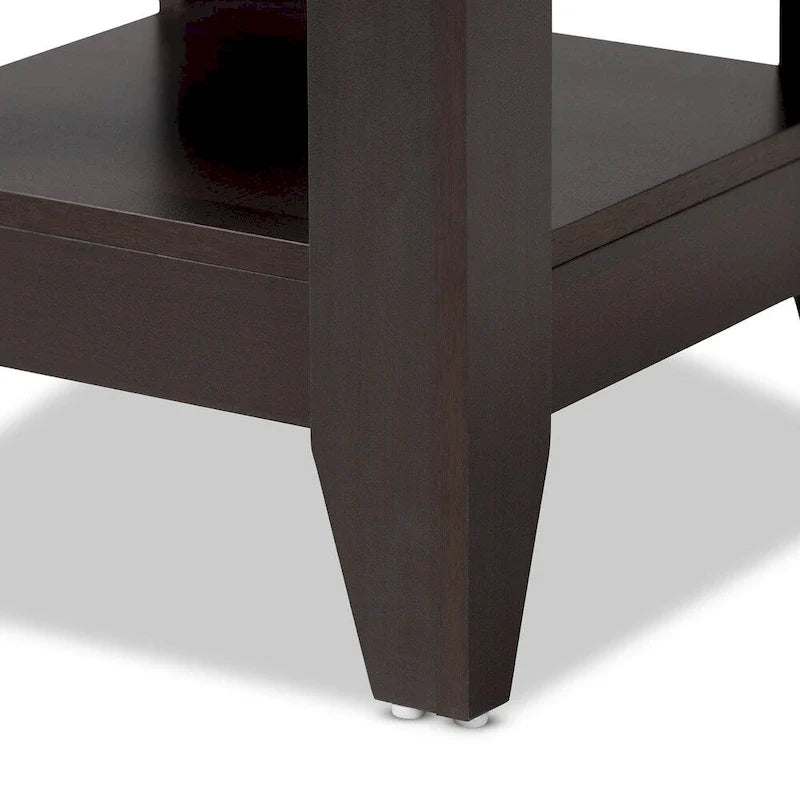 Dark Brown Wood End Table