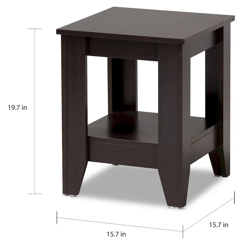 Tavolino laterale in legno marrone scuro