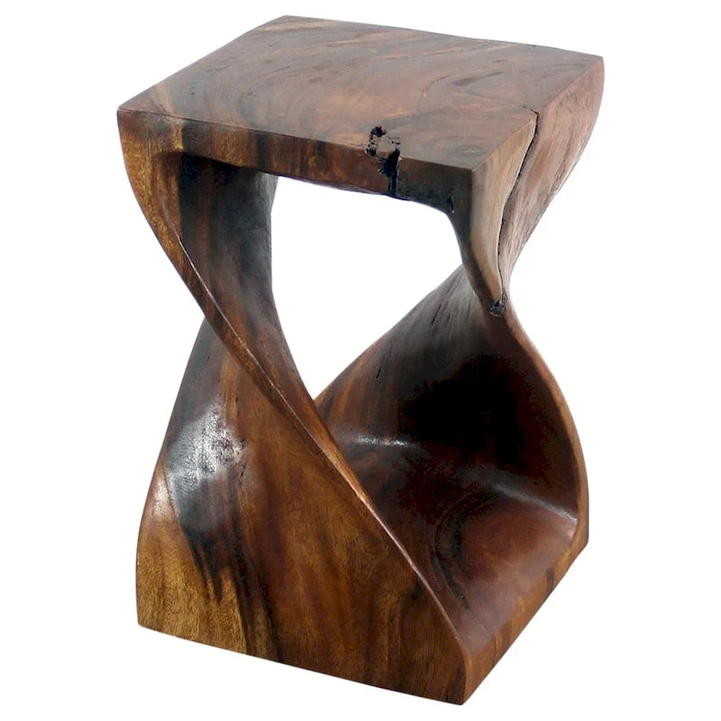 Original Wood Twist Stool 12 X 12 X 18 In High Walnut Oil - 12 x 12 x 18