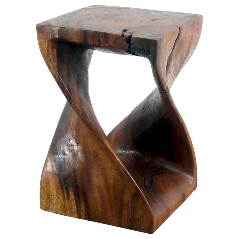 Original Wood Twist Stool 12 X 12 X 18 In High Walnut Oil - 12 x 12 x 18