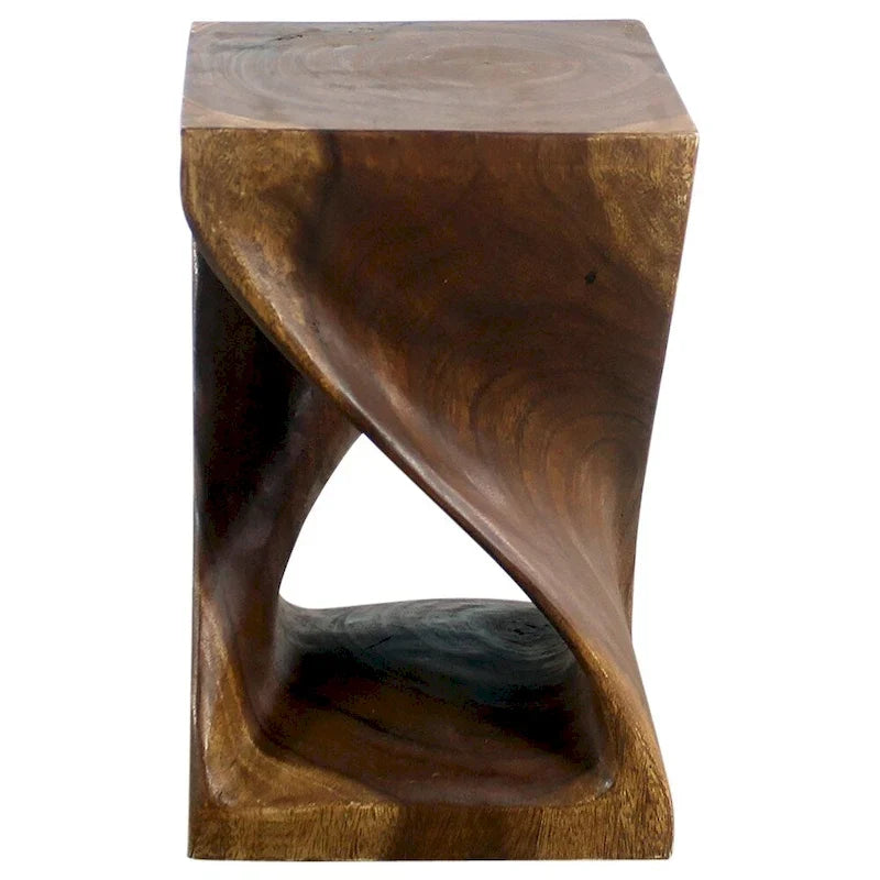 Original Wood Twist Stool 12 X 12 X 18 In High Walnut Oil - 12 x 12 x 18