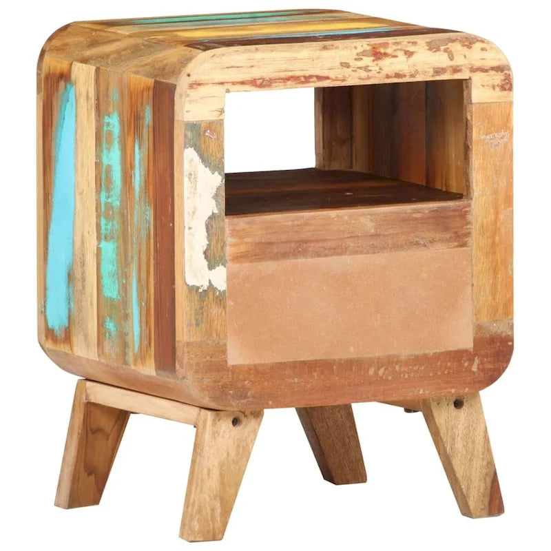 Cabinet Nightstand Side End Table with Solid Wood Legs for Bedroom - 11.8 x 11.8 x 16.1