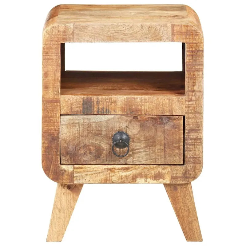 Cabinet Nightstand Side End Table with Solid Wood Legs for Bedroom - 11.8 x 11.8 x 16.1
