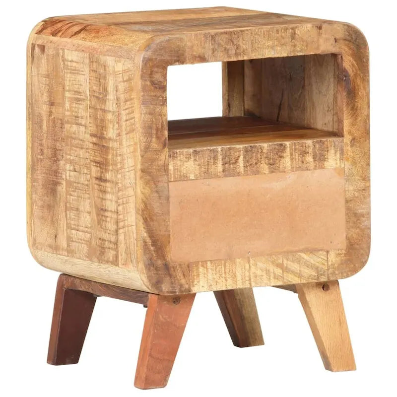 Cabinet Nightstand Side End Table with Solid Wood Legs for Bedroom - 11.8 x 11.8 x 16.1