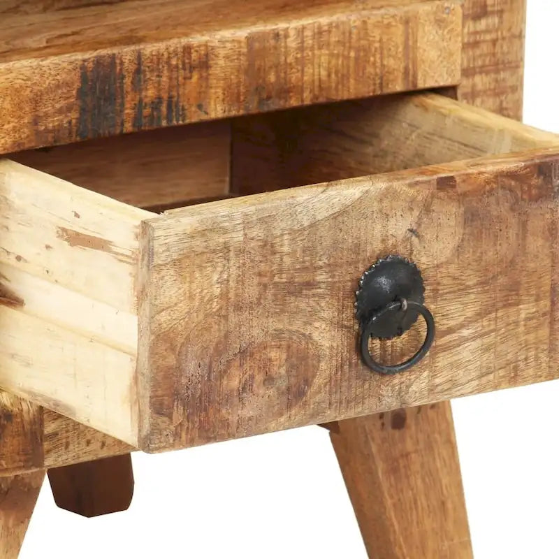 Cabinet Nightstand Side End Table with Solid Wood Legs for Bedroom - 11.8 x 11.8 x 16.1