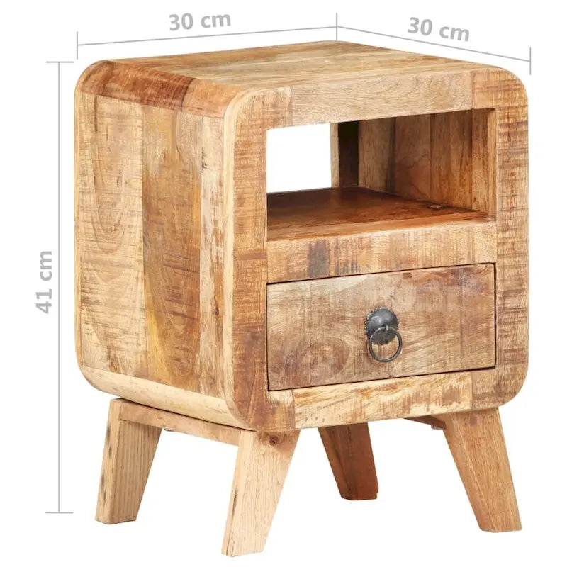 Cabinet Nightstand Side End Table with Solid Wood Legs for Bedroom - 11.8 x 11.8 x 16.1