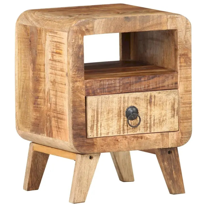 Cabinet Nightstand Side End Table with Solid Wood Legs for Bedroom - 11.8 x 11.8 x 16.1