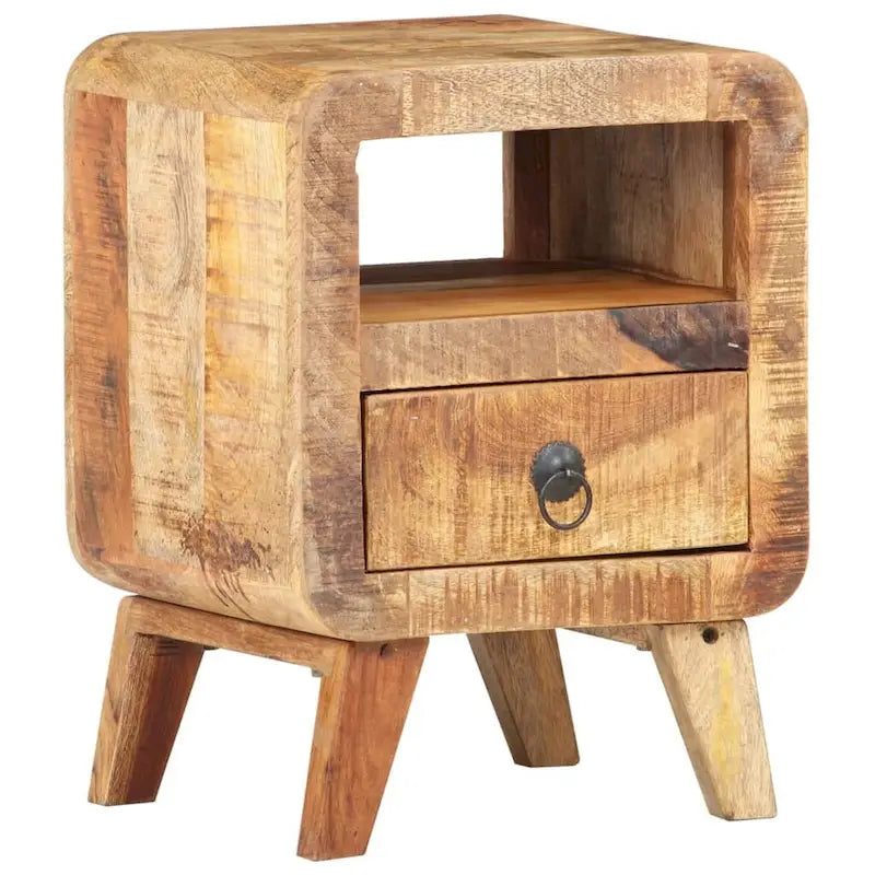 Cabinet Nightstand Side End Table with Solid Wood Legs for Bedroom - 11.8 x 11.8 x 16.1