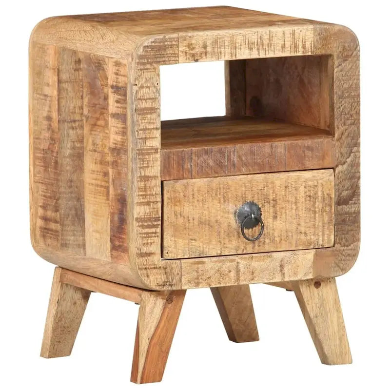 Cabinet Nightstand Side End Table with Solid Wood Legs for Bedroom - 11.8 x 11.8 x 16.1