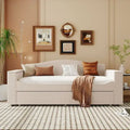 Twin Size Teddy Fleece Daybed with Storage Armrests and Trundle