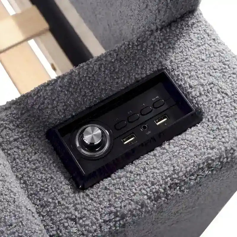 Twin Size Teddy Fleece Daybed with Storage Armrests and Trundle